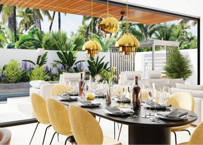 Elegant modern dining area with outdoor view