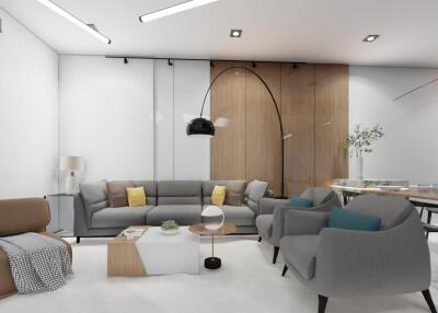 Modern living room with contemporary furniture