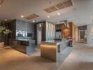 Modern kitchen with stainless steel island and appliances