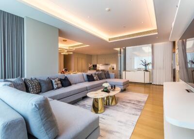 Spacious living room with modern decor and ample seating