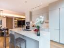 Modern kitchen with island and dining area