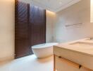 Luxury bathroom with freestanding bathtub and modern fixtures