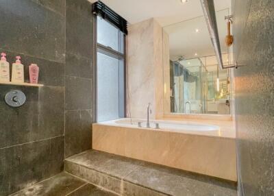 Modern bathroom with shower and bathtub