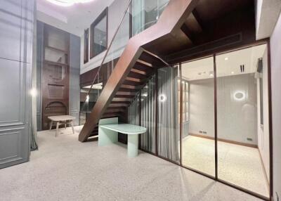 Modern living area with staircase