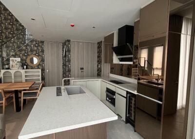 Modern kitchen with island and built-in appliances