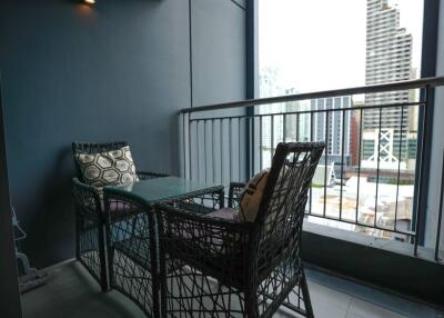 Modern balcony with city view