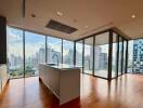 Modern living space with panoramic city views