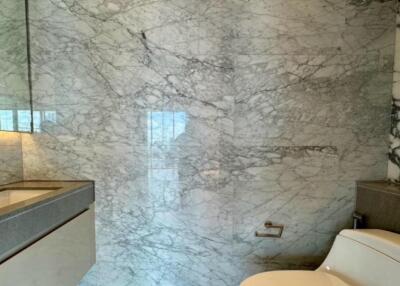 Modern bathroom with marble decor