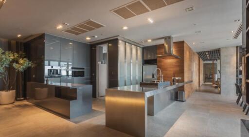 Modern kitchen with stainless steel appliances and sleek design