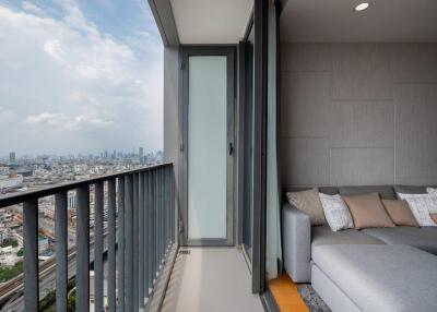 Balcony with city view and connected modern living area