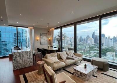 Modern living room with city view