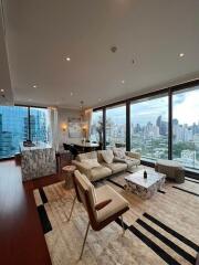 Modern living room with city view