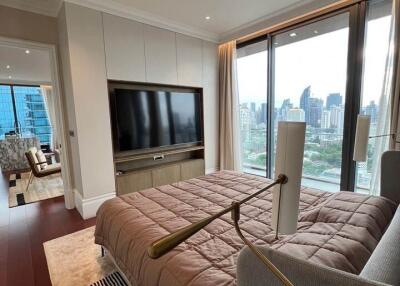 Modern bedroom with city view