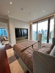 Modern bedroom with city view