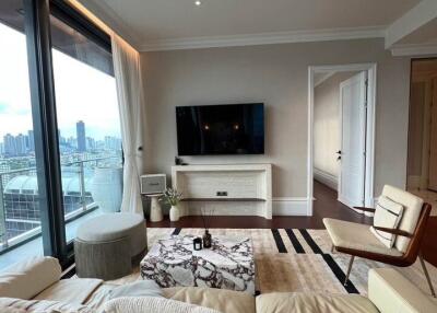 Modern living room with city view