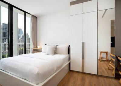 Modern bedroom with city view