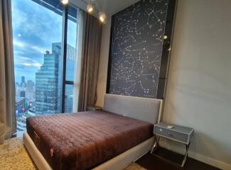 Modern bedroom with city view