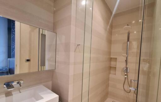 Modern bathroom with glass shower