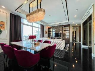 Luxurious modern living room with dining area