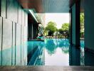 Indoor swimming pool with greenery view