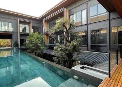 Modern building with a pool