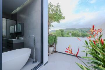 Modern bathroom with outdoor view