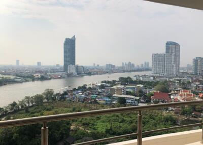 Balcony with a panoramic city and river view