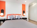 Modern bedroom with contemporary design and vibrant colors