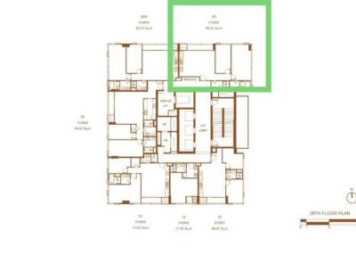 Floor plan of the 28th floor of a residential building