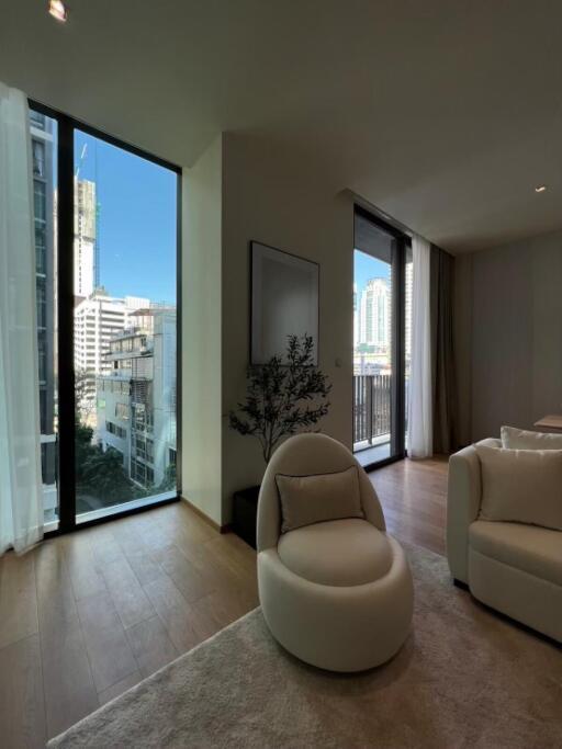 Modern living room with city view