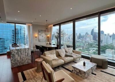 Modern living room with city view