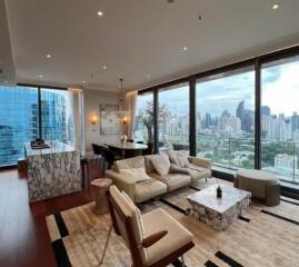 Modern living room with city view