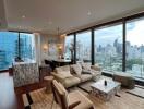 Modern living room with city view