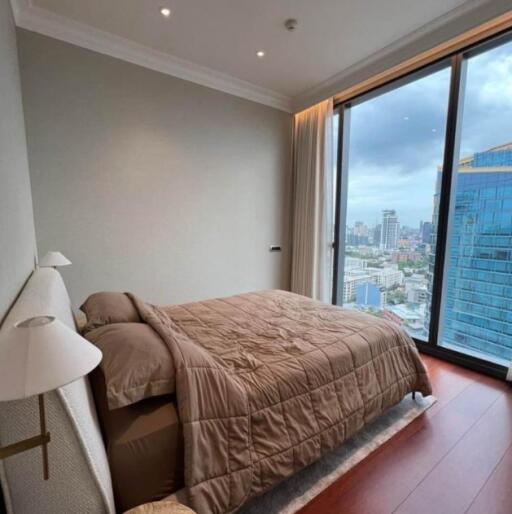 Cozy bedroom with large window view