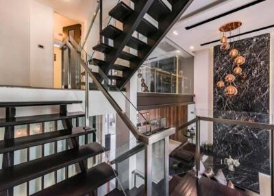 Modern staircase and living area