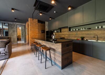 Modern kitchen with island and bar stools