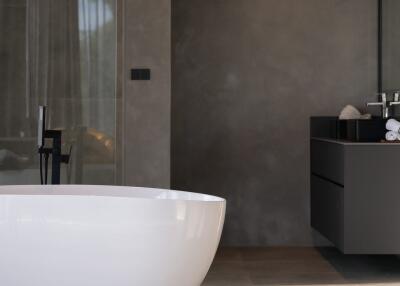 Modern Bathroom with Freestanding Tub and Walk-In Shower