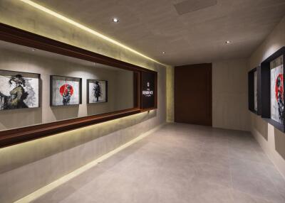 Modern hallway with artwork on the walls