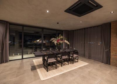 Modern dining area with a view