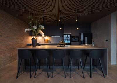 Modern kitchen with island and bar stools