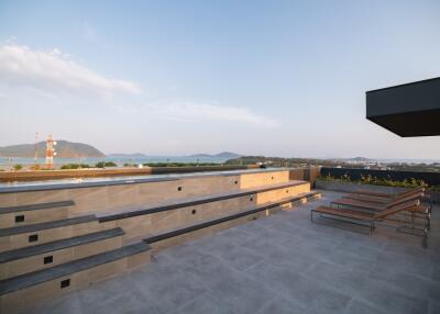 Spacious rooftop terrace with ocean view