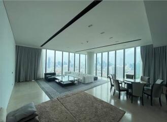 Spacious living room with city view