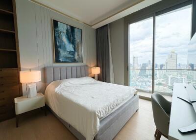 Modern bedroom with city view