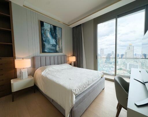 Modern bedroom with city view