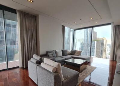 Modern living room with city view