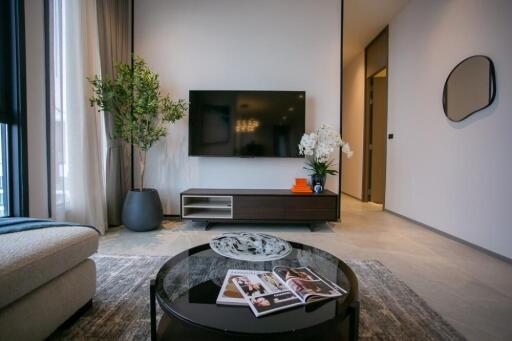 Modern living room with a TV and coffee table