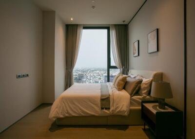 Modern bedroom with city view