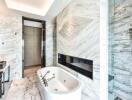 Modern luxury bathroom with marble decor