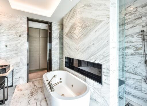 Modern luxury bathroom with marble decor