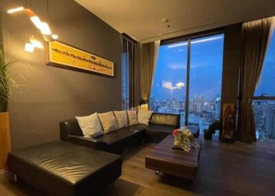 Modern living room with city view